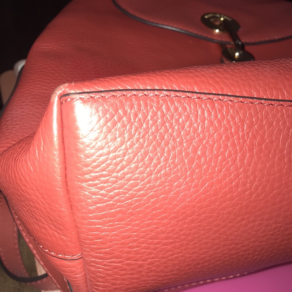 Michael Kors Raven Leather Backpack Brandy/Gold Preloved - Picture 9 of 12